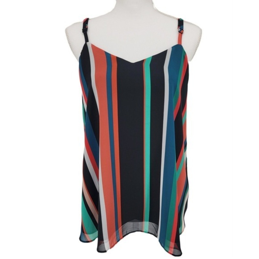 Torrid Womens 00 M L Cami Chiffon Multicolor‎ Striped Sleeveless Flowy NWT
